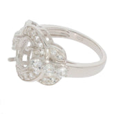 Sterling Silver Semi Mount Ring Setting OV 9x7mm Halo 2764 - Syzjewelry